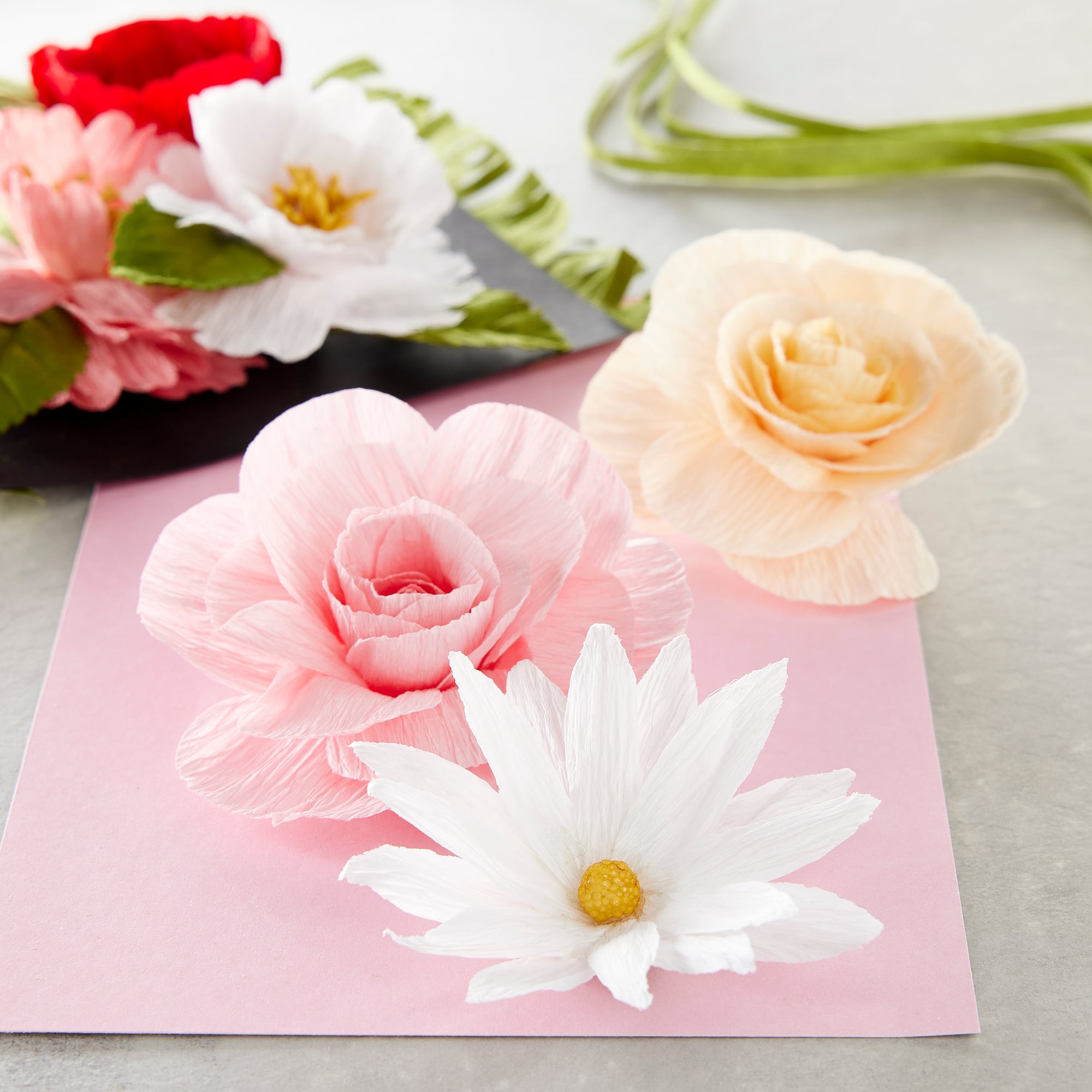 Red, White & Pink Crepe Flowers by Recollections™
